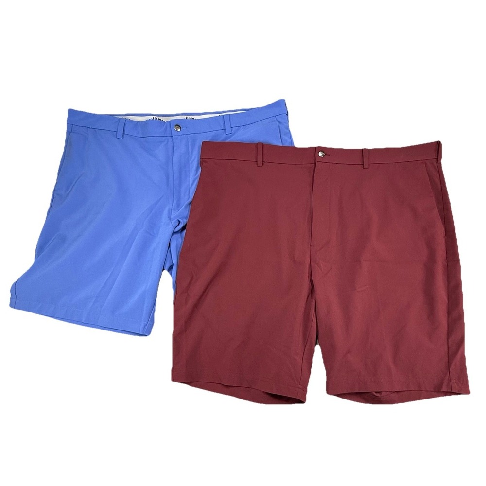 Lot of Two Callaway‎ Mens Golf Shorts 42 x 9 Burgandy Blue Performance Agryle